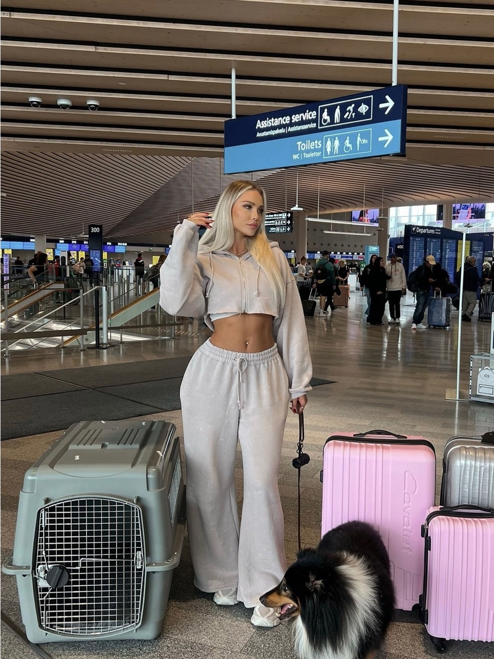 Fashion Nova Light Gray Wide-Leg Lounge Pants
